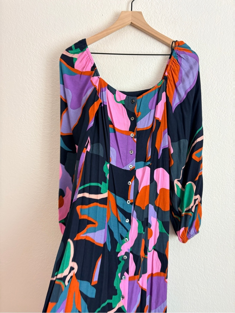 FRNCH Paris Jenine Day Midi Abstract Floral Dress